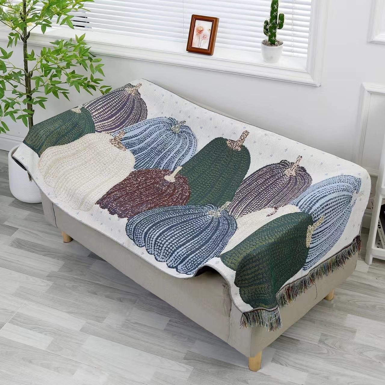 Ретро многофункциональное нитевое одеяло полотенце для дивана 90*180 жаккардовое марлевое — фото 10