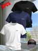 Men's European Size Bird's Eye Knit T-Shirt Set - Plain, Breathable, Quick-Dry, Short Sleeve, Round Neck, 3 Pieces