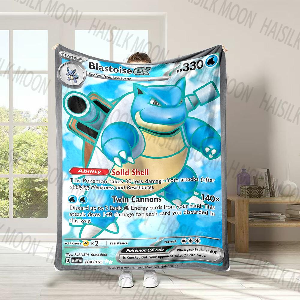 P0kem0n Cards Squirtle Print Blanket for Couches, Soft Cozy Blanket, Lightweight Fuzzy Plush Warm Throws for Winter Fall, Gifts