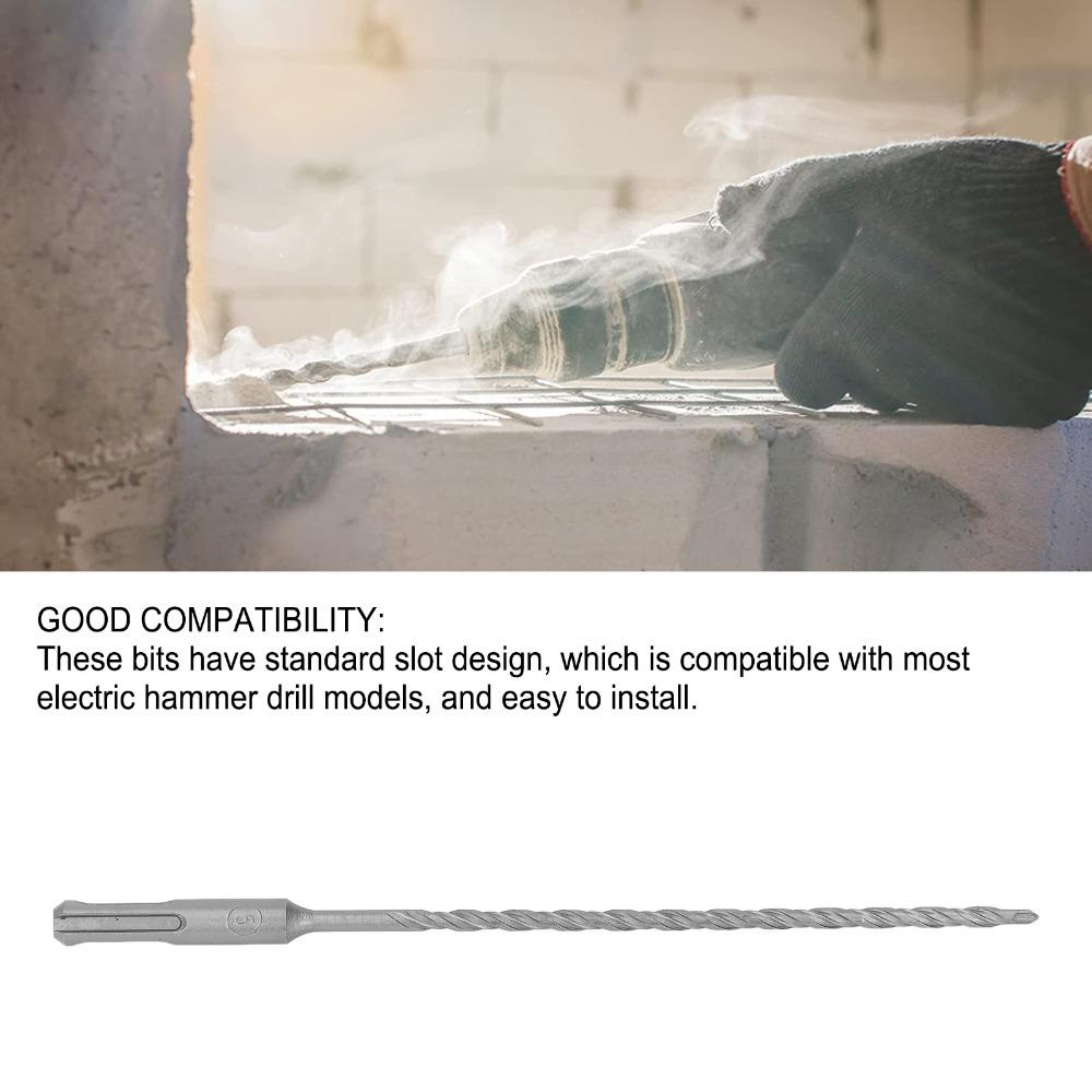 5pcs Carbide Tip Impact Drill Bits Double Flute Spiral Masonry Drill Bits  For Concrete