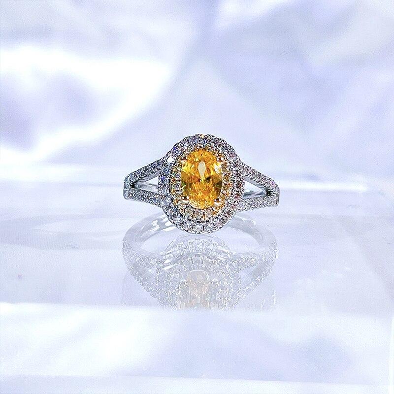 

BELLA BOX женские открытые кольца с желтым цирконом, роскошные овальные кольца с подвесками, обручальные, юбилейные, ювелирные украшения Resizable жёлтый