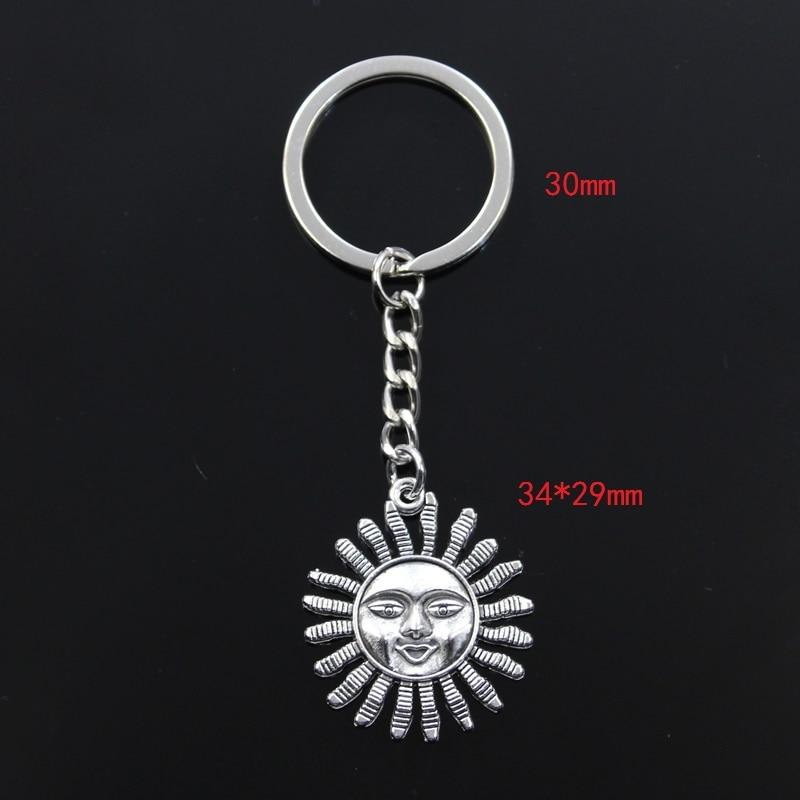 Новый брелок 34x29 мм Sun Face Sunburst бронзовый серебряный цвет подвески DIY мужской — фото 2