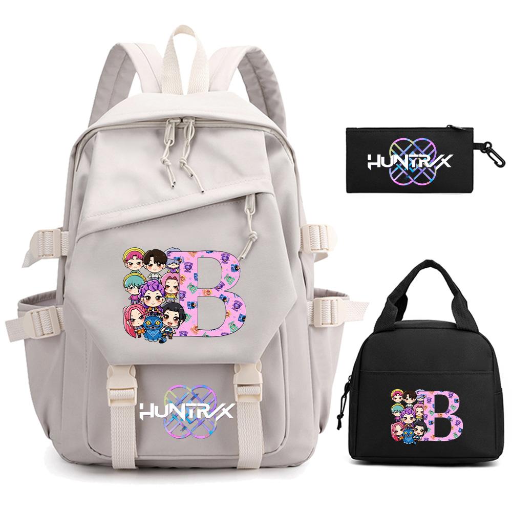 

3Pcs/set 26 English Letter Kpop Demon Hunters Printed Backpack for Teenger Boy Girl Children Large Capacity Schoolbag Student Bookbag Women Travel Bag