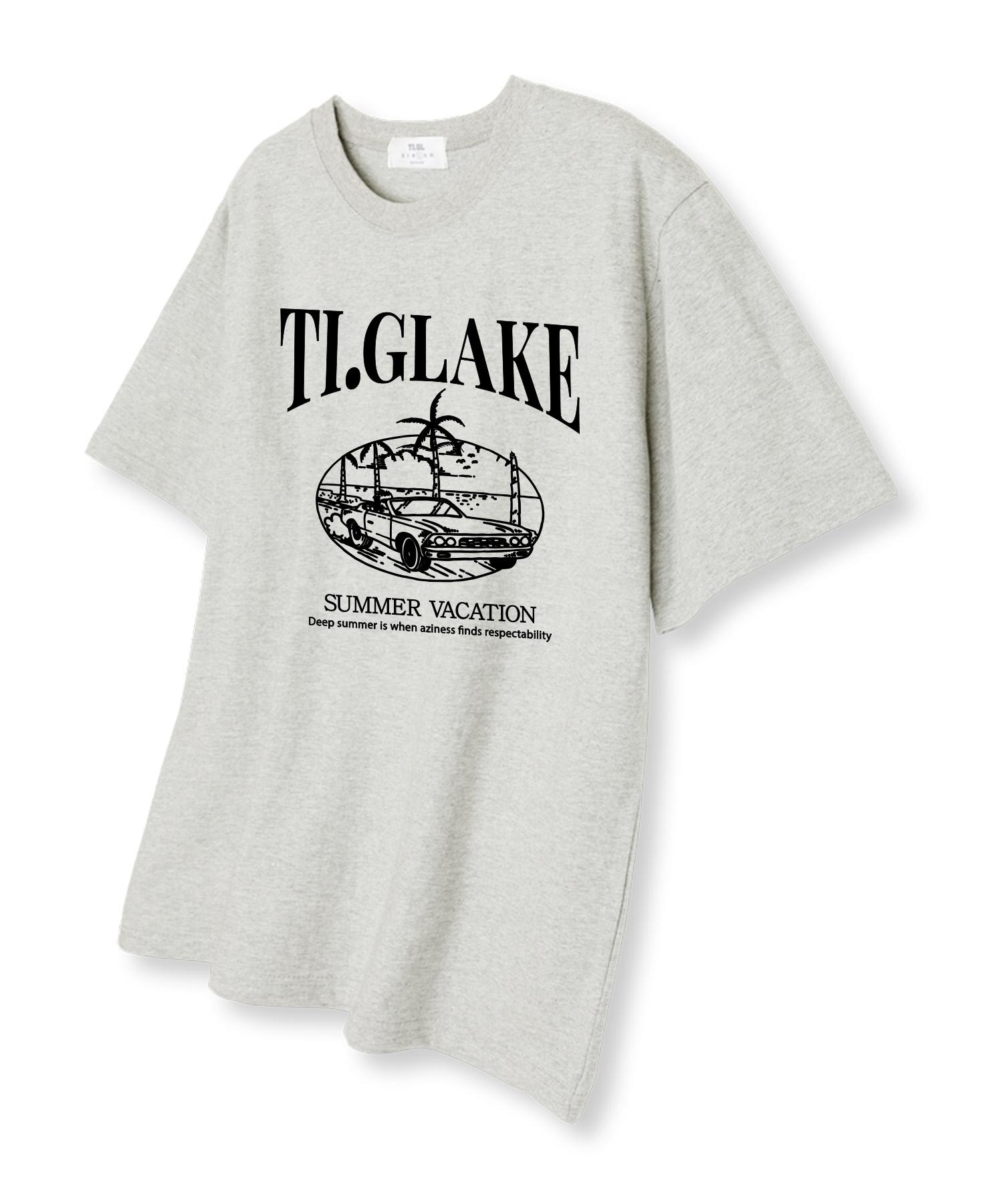Tee Glake Open Car Vacation Oversized Short Sleeve T-Shirt Oatmeal L