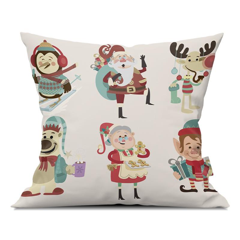 Merry Christmas Pillowcase Cartoon Printing Office Sofa Lumbar Pillow Cover for Home