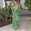 KDA European and American style summer new women's clothing sexy backless deep V split long-sleeved dress