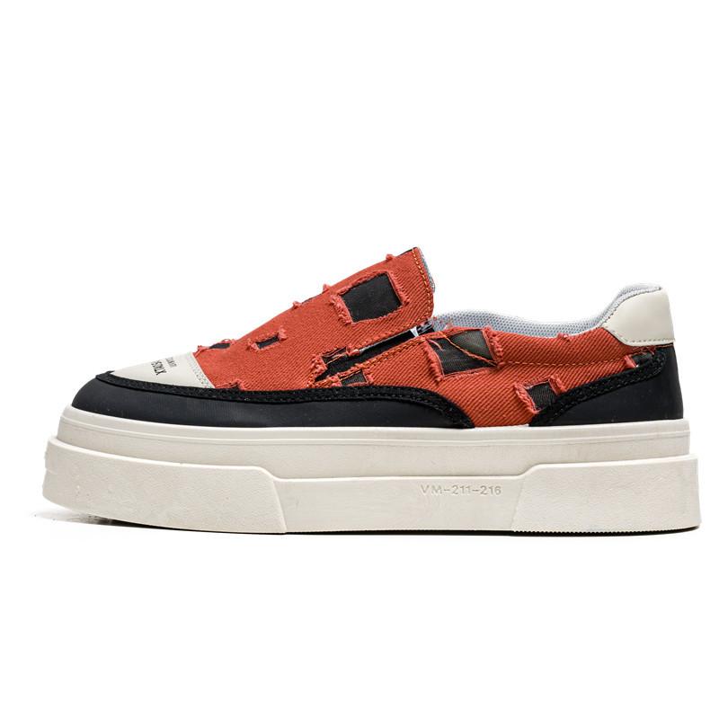 

Summer canvas men s shoes breathable cover feet one pedal sports and leisure board shoes personalized solid color trendy thick-soled white shoes 44