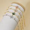 Zircon Stainless Steel Fashion Bracelet Adjustable 18K Gold Plated Colored Zircon Four-leaf Clover Flower Design Simple Bracelet