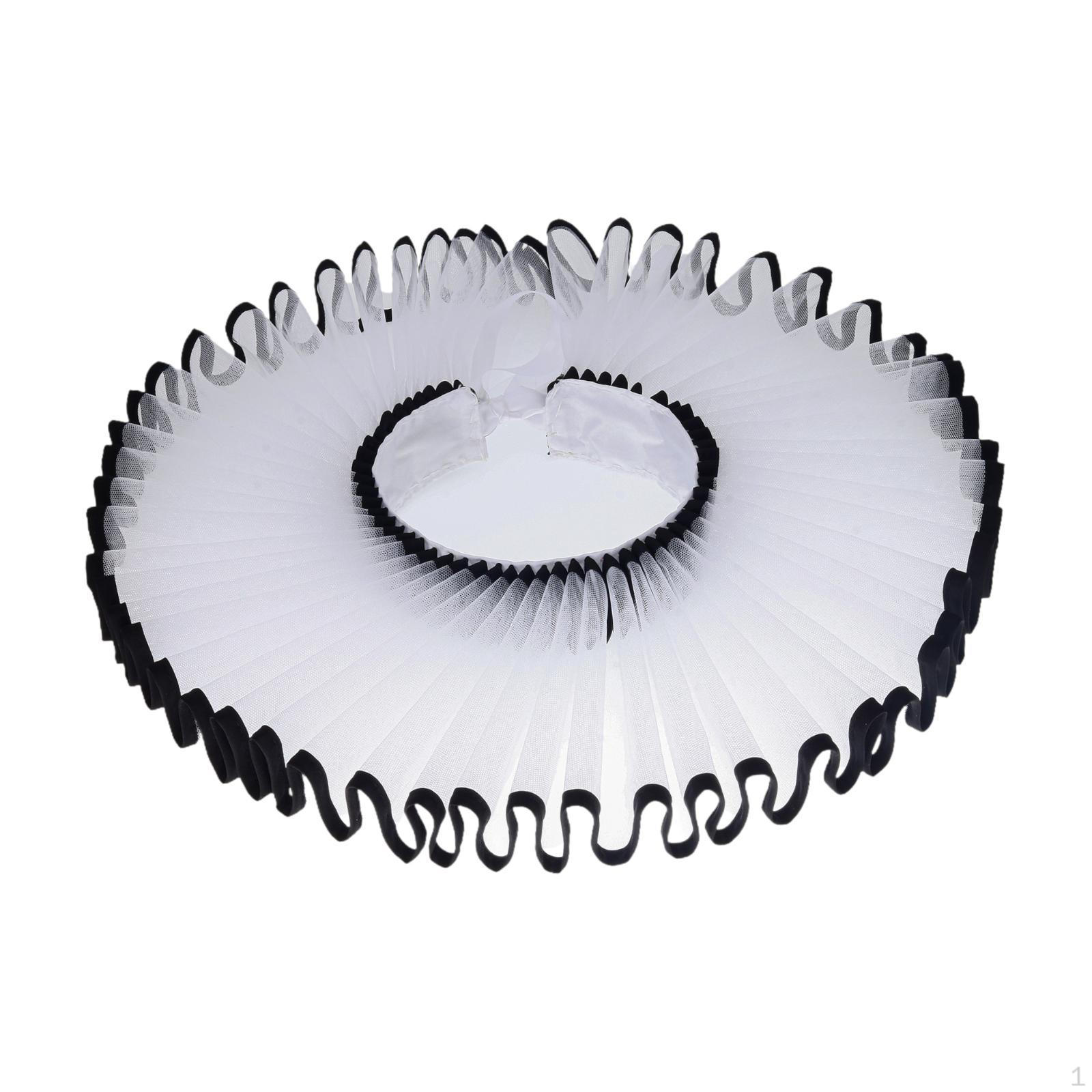 

Elizabethan Clown Neck Frill Costume Accessory for Gothic Props White Black