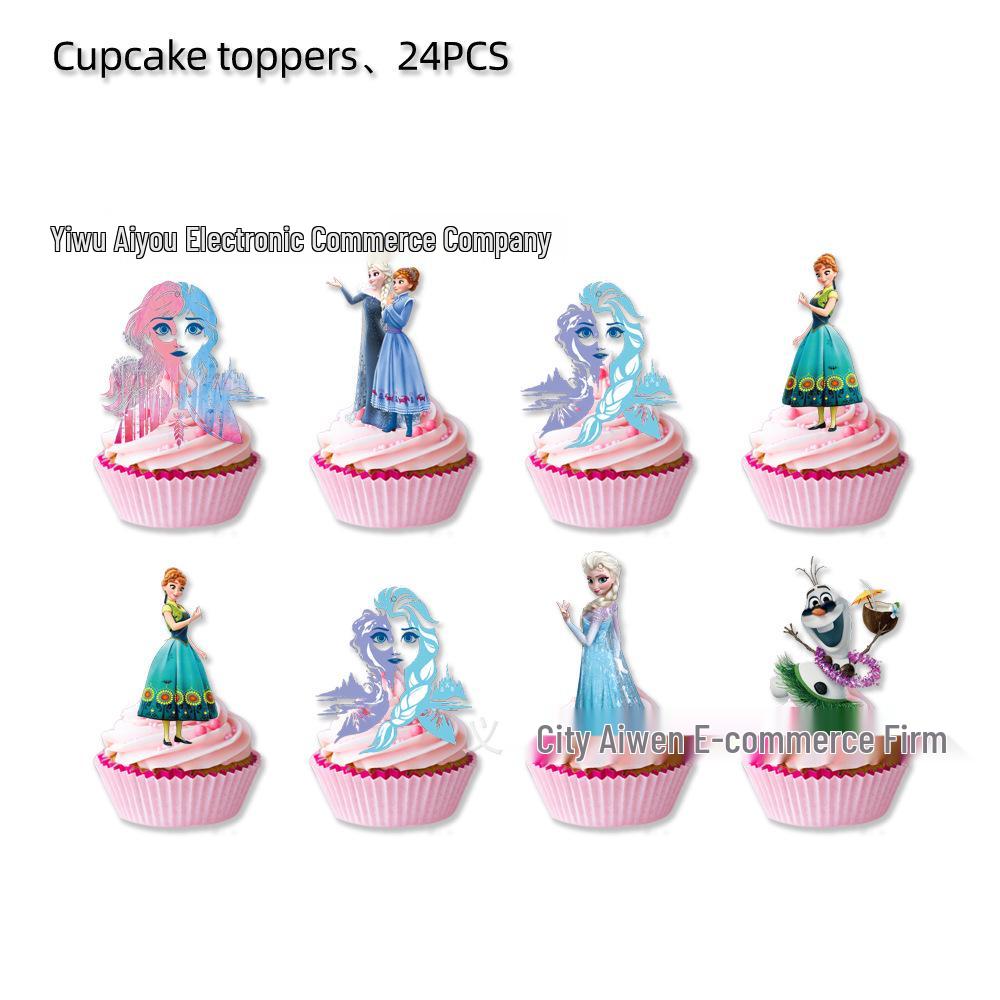 Pink Frozen Elsa Birthday Party Tableware Set: Plates, Napkins, and Decorations