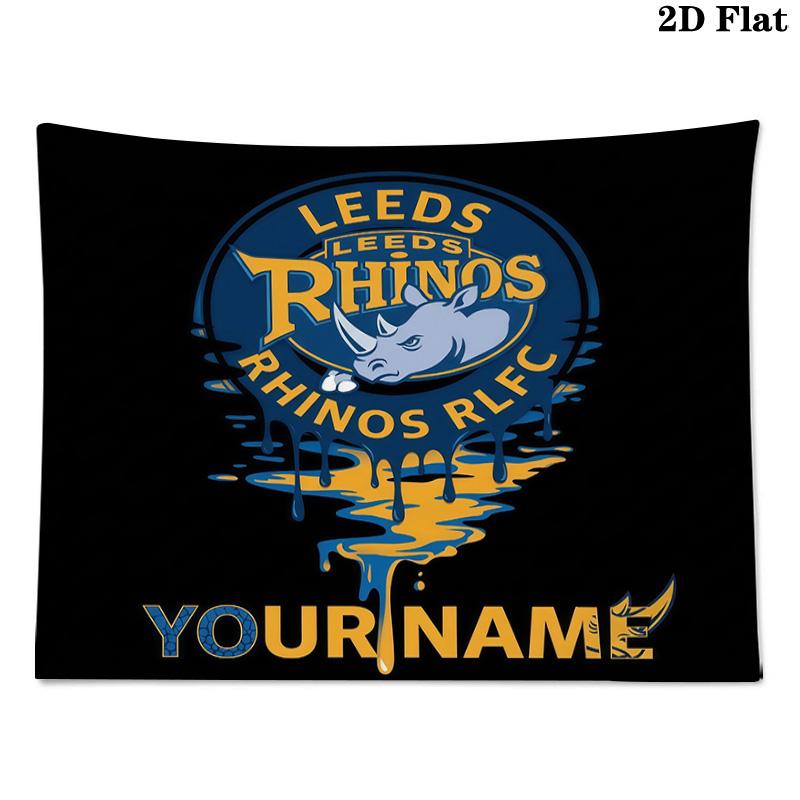Custom Name Leeds Rhinos Printed Tapestry – Wall Hanging for Bedrooms, Dorms, and Home Decor