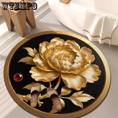 Tapis de sol circulaire en forme de pétale de pivoine pour salon, maison, 3D