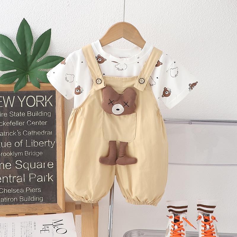 2Pcs/Sets Girls Clothes Set Children Overalls for Girls Boys T-Shirt + Pants Clothes for Girls 3D Cartoon Costume Kids Tracksuits Summer