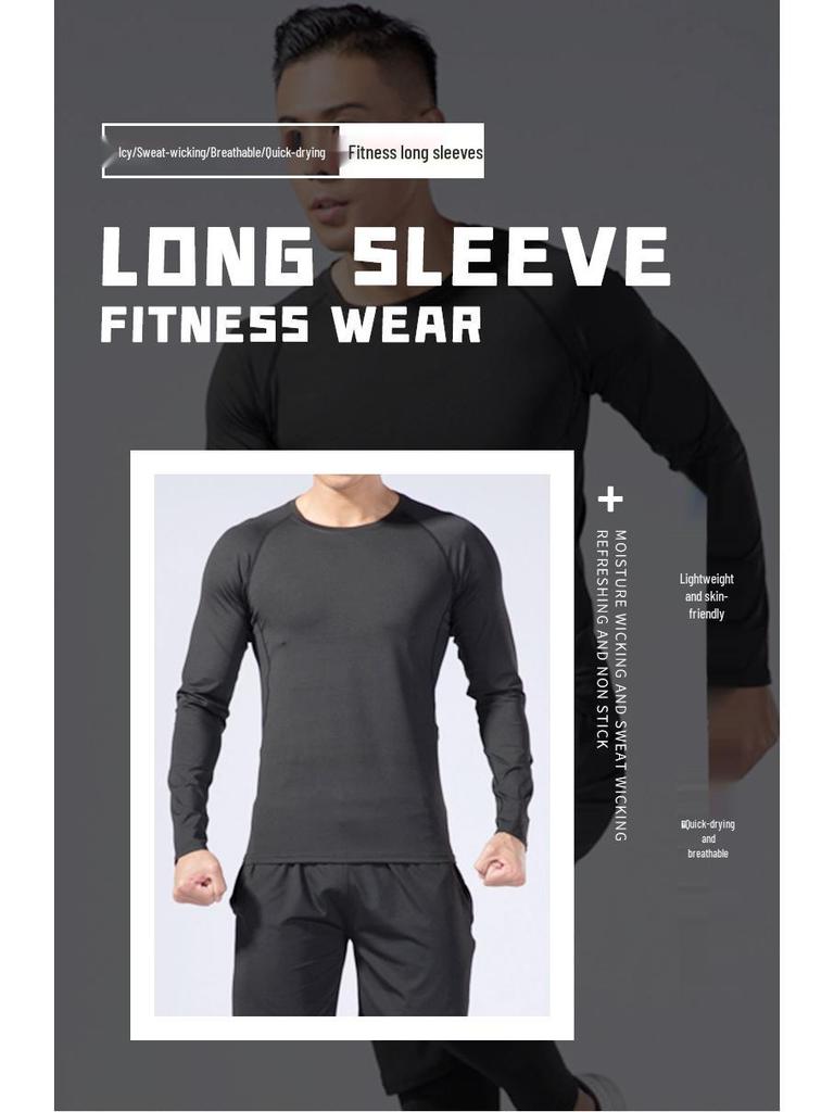 Pánská rychleschnoucí sada s dlouhým rukávem, vysoce elastická, na fitness a jógu pro podzim/zimu