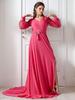 Elegant European & American Solid Color V-Neck Long Sleeve Evening Gown with Big Swing