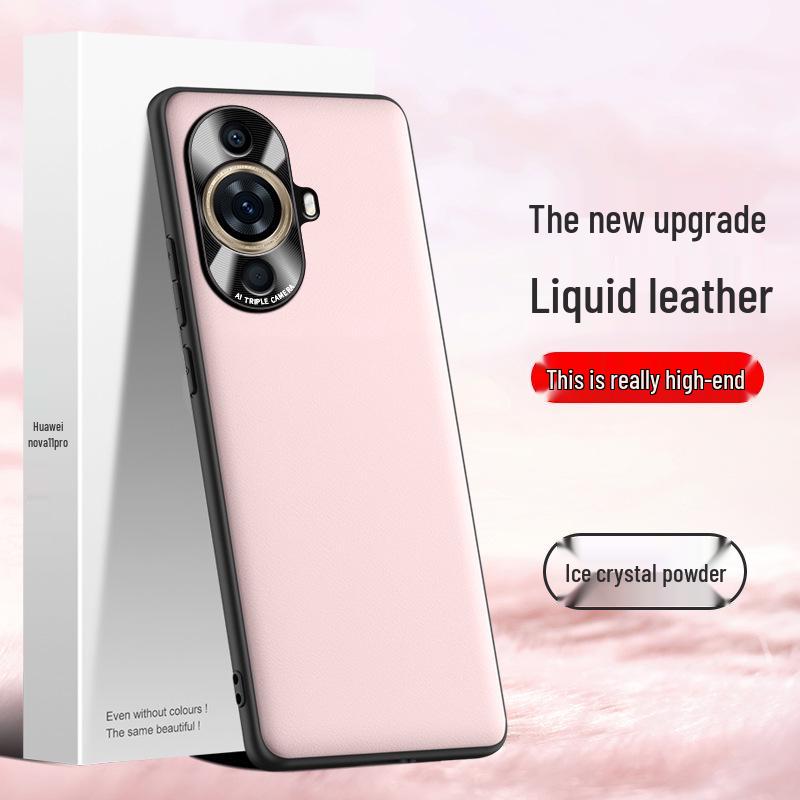 Protective liquid leather case for Huawei nova 11 Pro, anti-fall design, single piece shipment available.