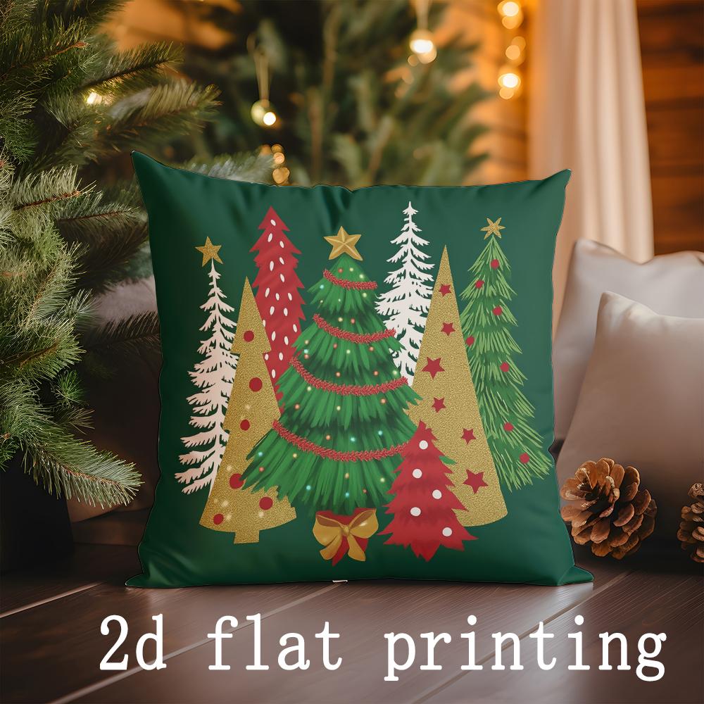 Christmas Tree Patterned Pillow Covers for Festive Look Pattern Cushion Cover Suitable for Sofa Bedroom Car Pillow Cover