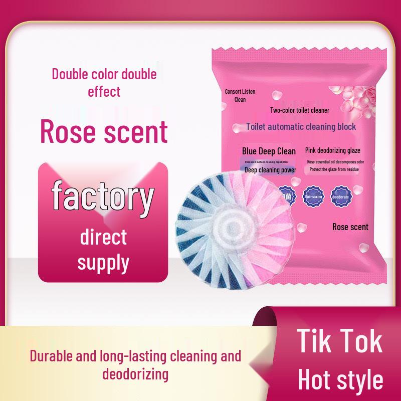 Dual-Color Blue Bubble Toilet Bowl Cleaner, Rose Scent, Quick Dissolving, Long-Lasting Fragrance