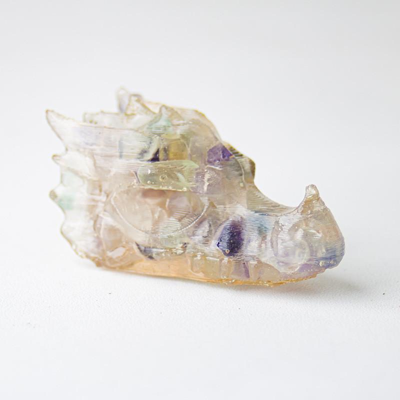 Resin Crystal Dragon Head Figurine With Natural Waterstone For Home Office Decor