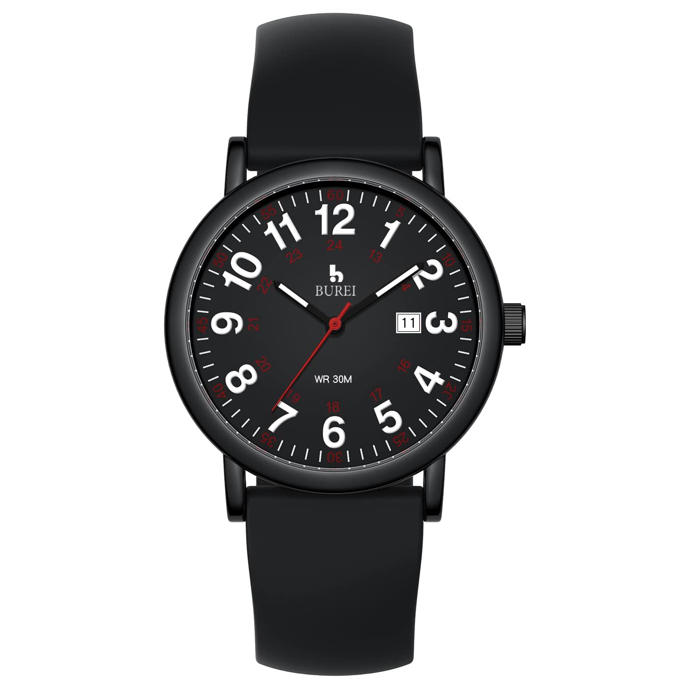 BUREI Women s Analog Quartz Watch with Date Display, Waterproof, Luminous Dial, Easy-to-Read Silicone Band, Popular, Simple and Stylish for Business,