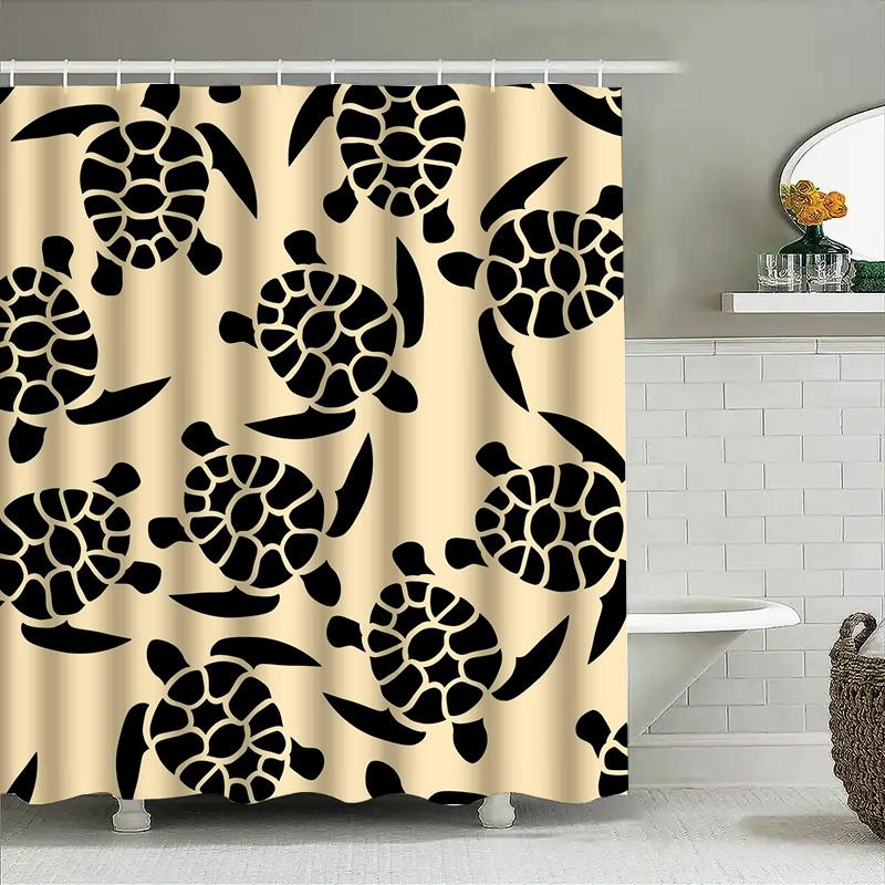 Seascape Turtle Pattern Shower Curtain Waterproof Fabric Decorative Liner for Bathrooms In Multiple Sizes