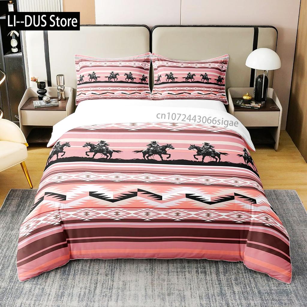 Southwestern Duvet Cover Twin Size Horse Bedding Set for Boys Girls Teens Bedroom Decor Comforter Cover Set with 2 Pillow Case