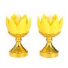 Flickering Candle Flame Lotus Candle Set Gold White Plastic Candle Incense Burner Set with Batteries LED Light