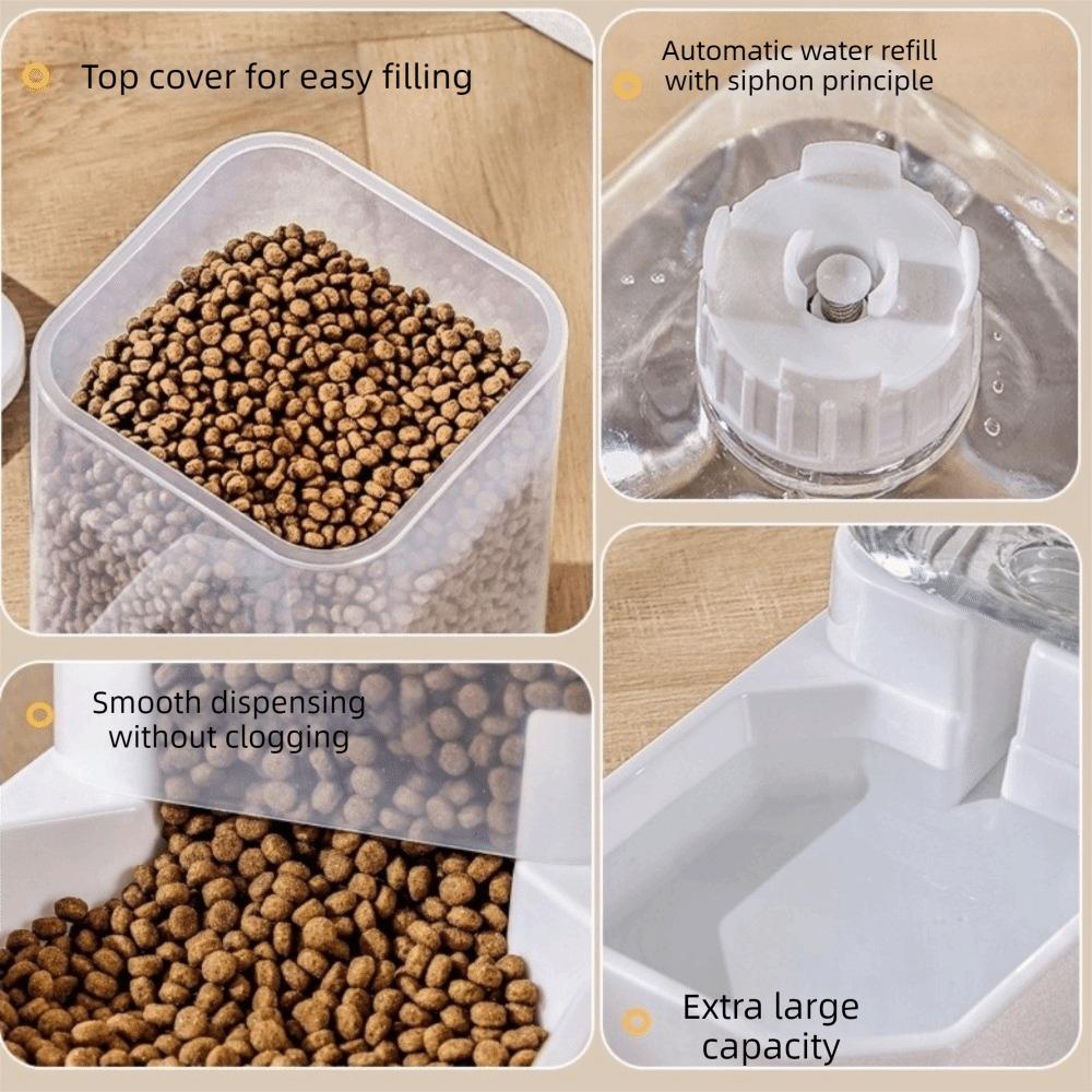 Transparenter Automatischer Katzenfutterspender Große Kapazität Abnehmbarer Hunde-Wassspender Auslaufsichere Katzen-Wasser-Futterschale Für Mehrere Haustiere im Haushalt