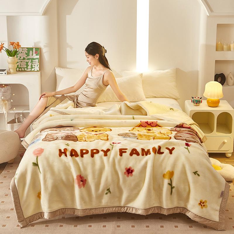 Double-Layer Thickened Fleece Blanket for Single or Double Use Autumn/Winter Cover Blanket