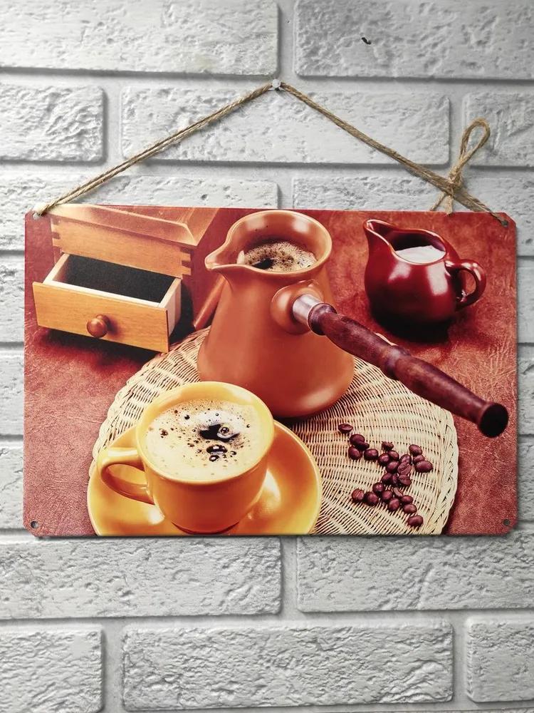 Coffee Lovers Metal Wall Art, Vintage Kitchen Cafe Poster Decor