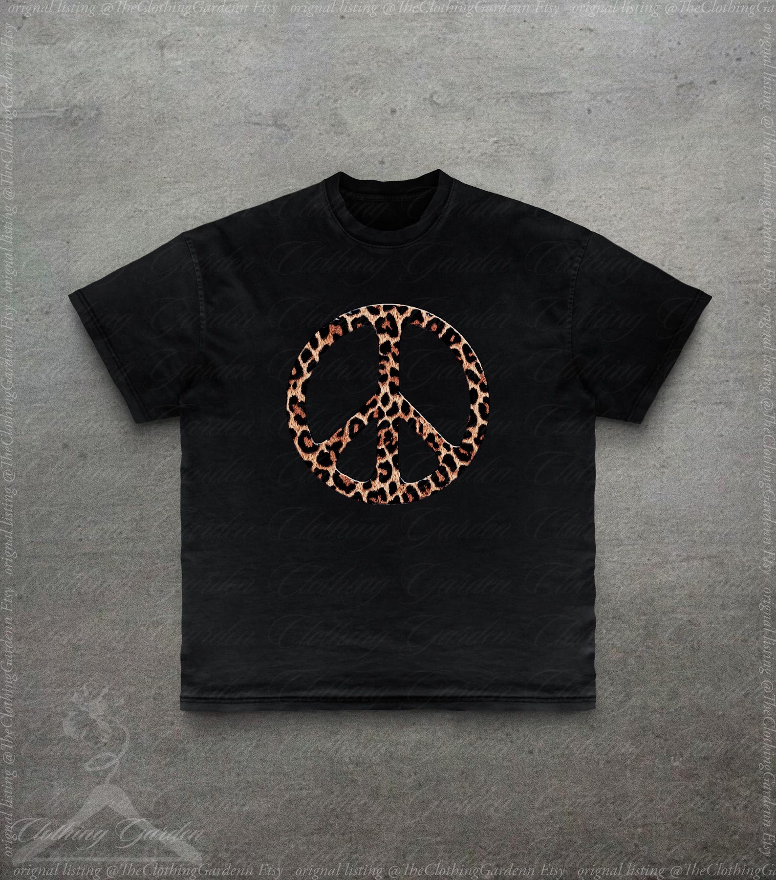 Cheetah Print Graphic Tee, Retro Cheetah Print T-Shirt for Men Women, Vintage Style 90s Hippie Top, Animal Print Peace Shirt, Cute Tee S