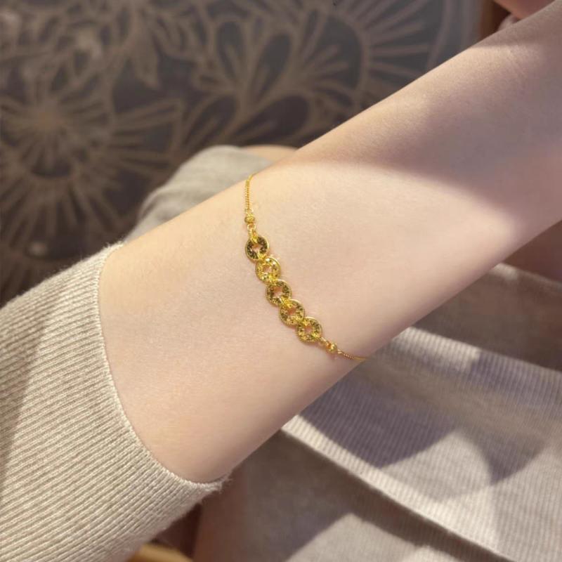 New Breaking Five Emperor Coin Bracelet Women'S Retro High-End Ancient Method Versatile Geometric Fashion Jewelry
