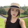 French Style Straw Hat with Large Brim Ribbon Decor Foldable Sun Protection Hat Summer Beach Travel Vacation Hat