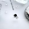 Minimalist Black Circle Open Ring In S925 Sterling Silver - Trendy Korean Style Finger Ring