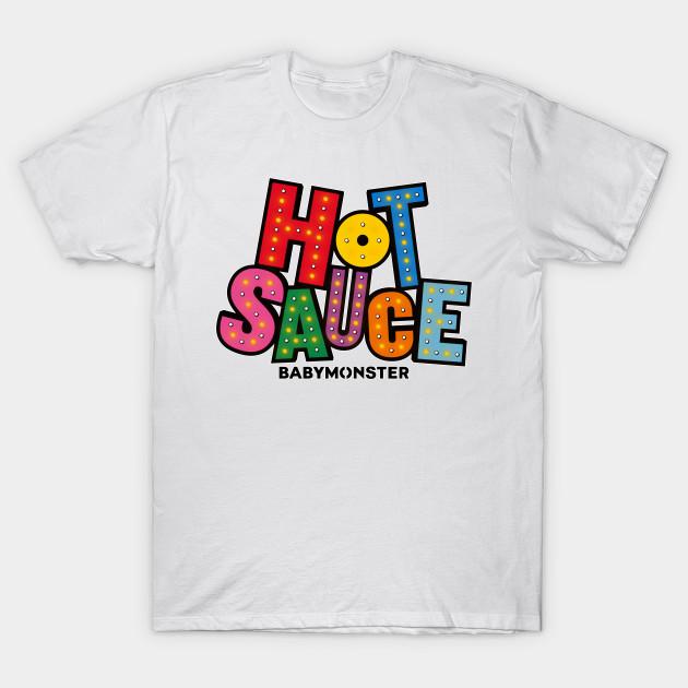 

Men Black Print T-shirt Babymonster Hot Sauce No-Cut Transfer Paper Print Cotton Tshirt M білий