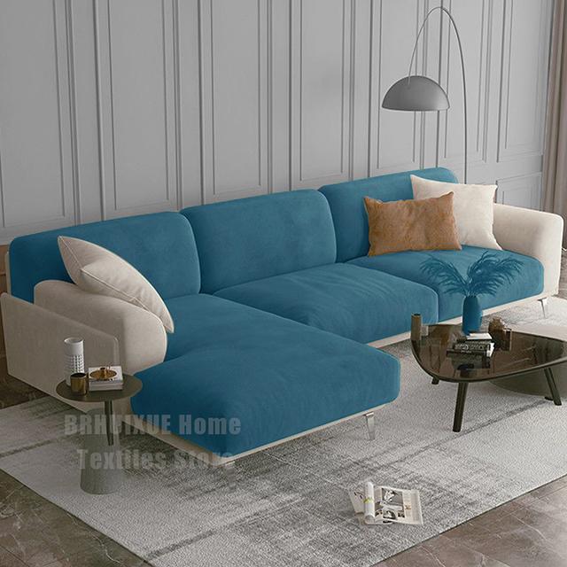 Velvet Sofa Seat Cushion Cover Stretch Plush Thicken Sofa Cover For Living Room L Shape Luxury Corner Furniture Sofa Slipcovers