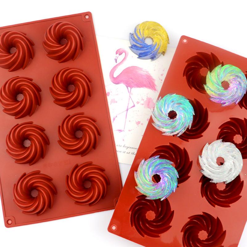 Whirlwind Doughnut Silicone Baking Mold Spiral Circular Chocolate Biscuit Jelly Ice Cube Mold Cake Decor Soap Candle Making Gift