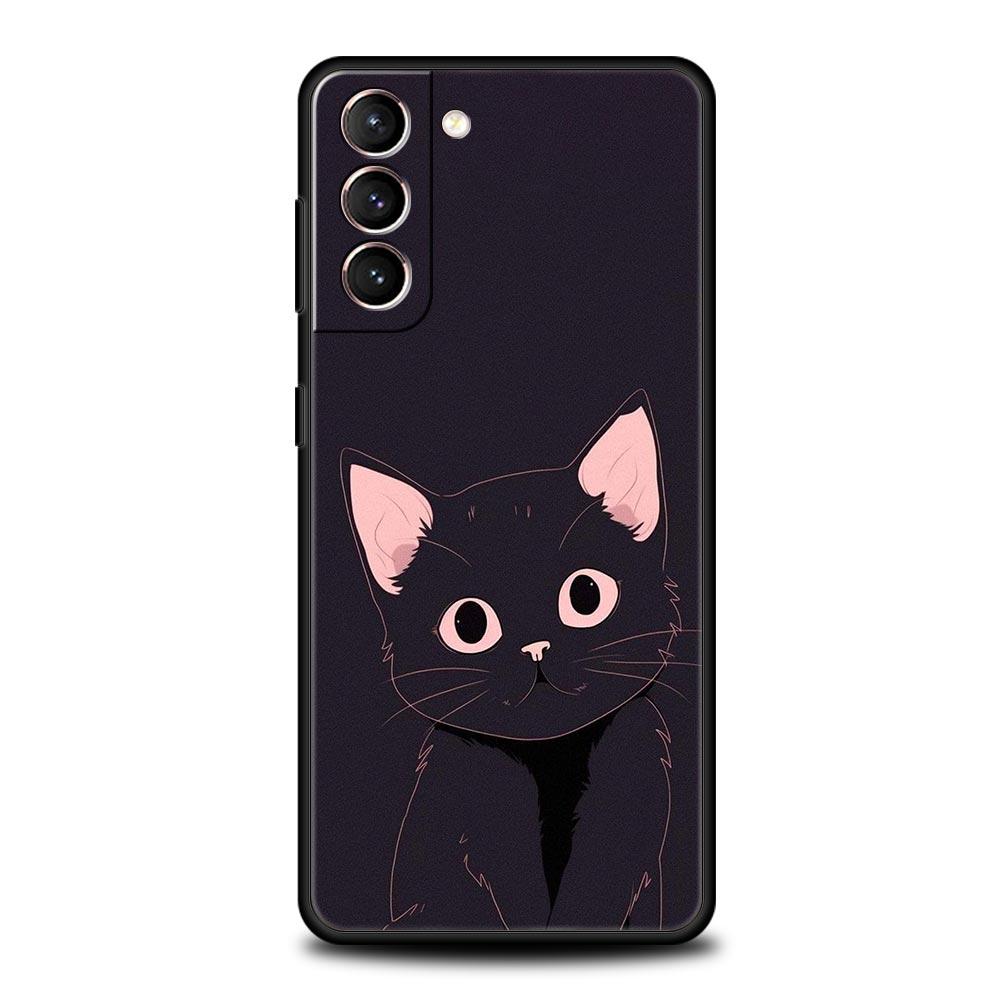 Cute Cat Phone Case For Samsung Galaxy S24 S23 S22 S20 Ultra S21 FE 5G S10 S9 Plus S10E S8 Soft Silicone Cover