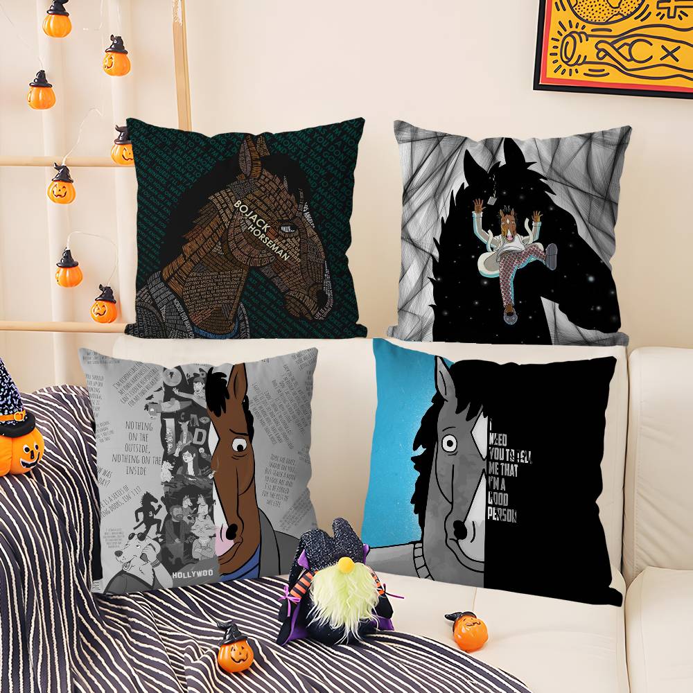 B-Bojack Horseman Pillow Case Home Dorm Chair Back Short Plush Double-Sided Printing Office Nap Time Cushion Cover