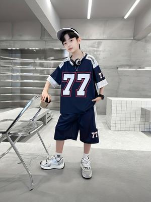 Letni nowy 2025 retro sportowy casual patchwork hip-hopowy z nadrukiem 3D zestaw dla dzieci