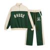 Zip-Up Color Block Letter Print Fleece Hoodie Sweatpants Set for Men Women