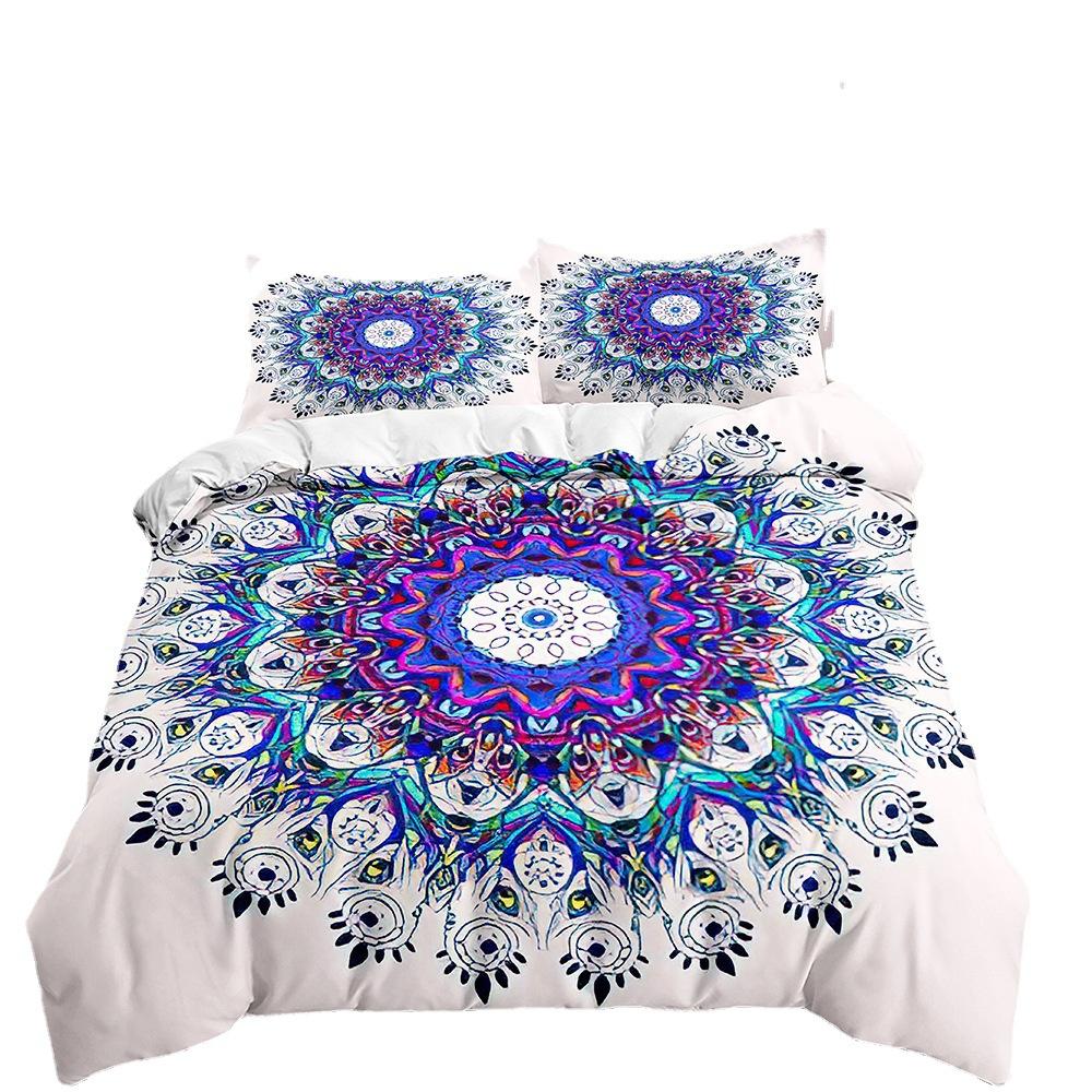 Bohemian Print Quilt Set Three-Piece, Home Textile Bedding