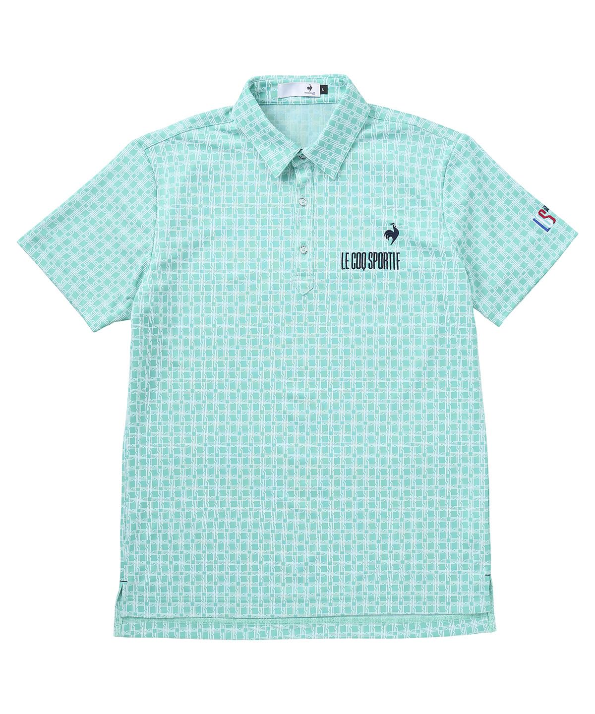 

Coq Sportif монограмма UV EM00 [Le Golf] Рубашка с короткими рукавами, узор, жаккард, влагоотводящая, быстросохнущая, эластичная, защита, гольф, LG5SHS14M,