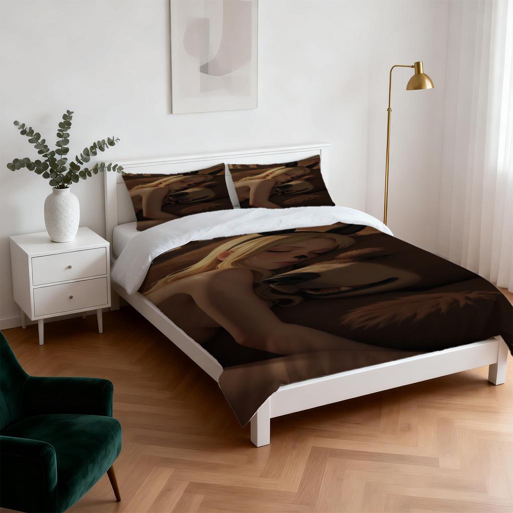 Euphoria Season 3 Sydney Sweeney Bear Cosplay Print Duvet Cover Set Soft Fabric No Filler For Adult Bedroom Home Bedding