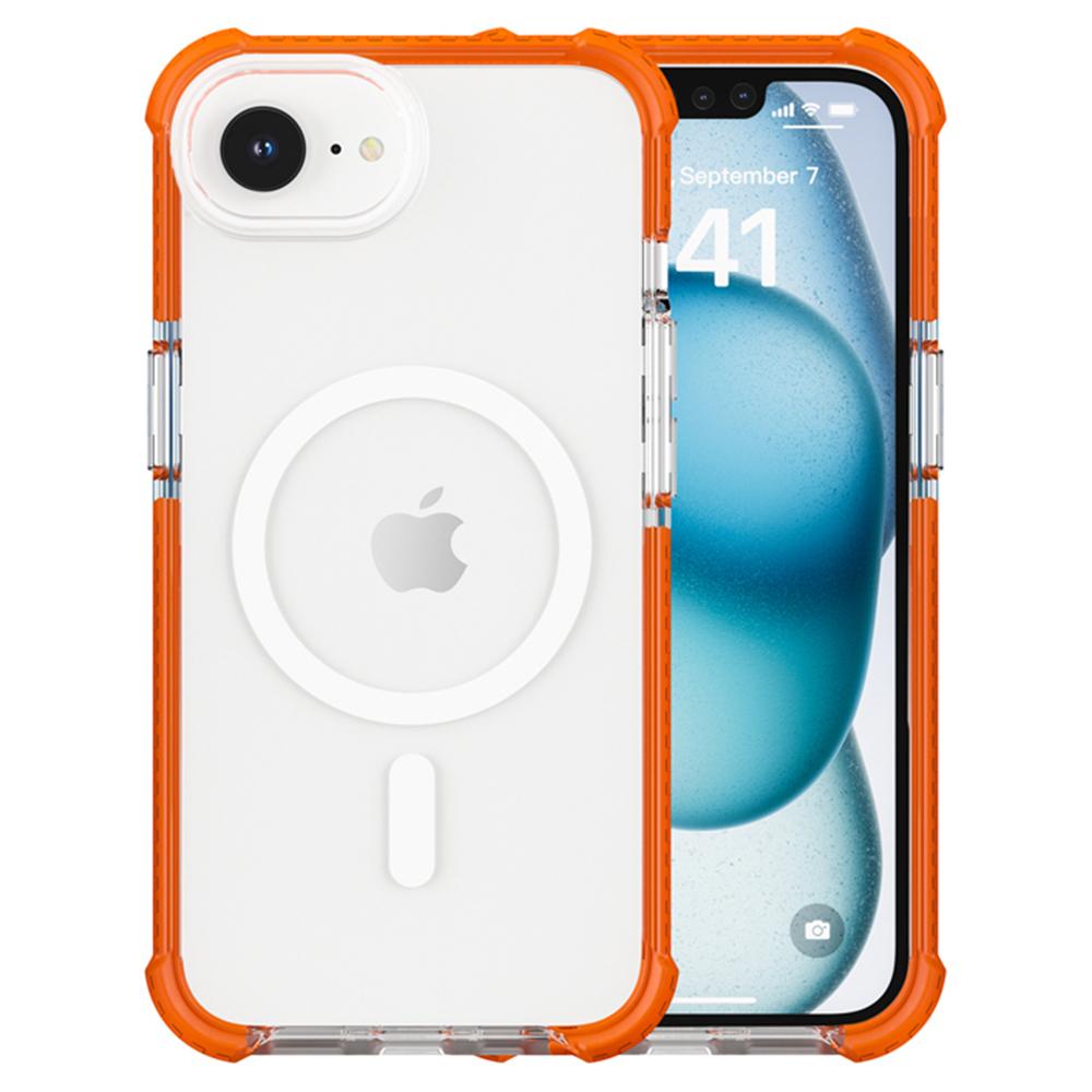 

Для iPhone 16e Чохол Прозорий Акриловий Магнітний ТПУ+ТПЕ+ПК Ударостійкий Чохол для Телефону Transparent Orange