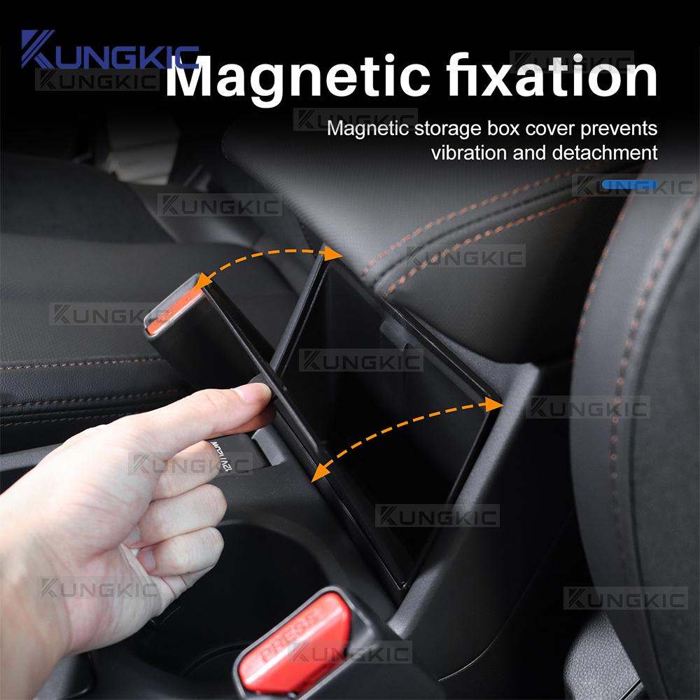 KUNGKIC For Subaru Forester 2025 2026 LHD RHD Car Armrest Storage Organizer Center Console Magnet Cover Armrest Tray Box