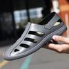 Fashion Fashionable Outdoor Men Breathable Hollow Out Casual Anti Slip Beach Shoes Summer New Men Comfortable Leather Hole Shoes Sandals