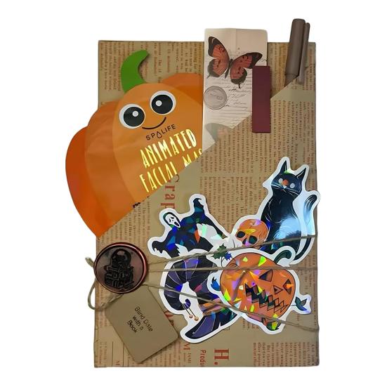 Halloween Blind Date Book Package Mysteriously Wrapped Gothic Horror Spooky Themed Packaging Paper And Sticker Kit for Book Lovers