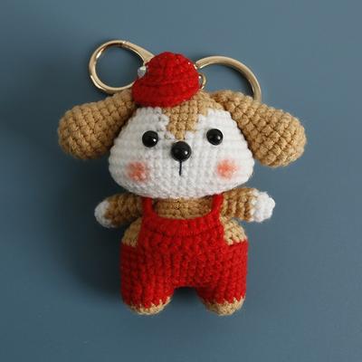 Süßer Hund Häkel Schlüsselanhänger Handgemacht Gestrickte Tierpuppe Schlüsselanhänger Für Tasche Anhänger Kleiner Hund Schlüsselanhänger Individuelles Zubehör