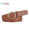 Round buckle PU leather belt women's jeans all-match decorative belt